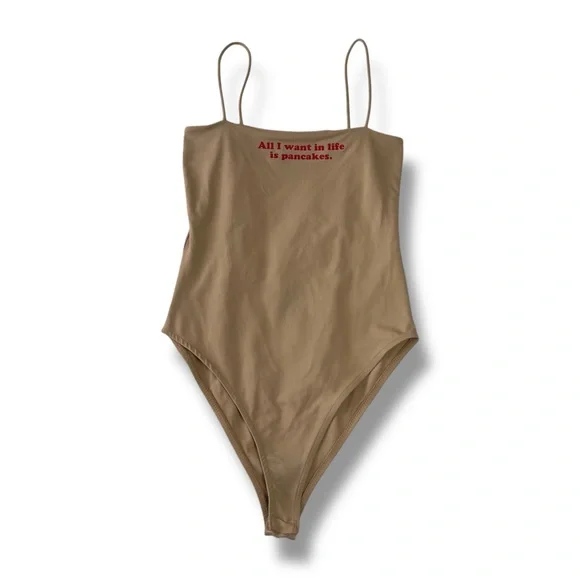 Zara All I want in life is pancakes bodysuit Blogger Favorite Size Medium - Picture 2 of 8